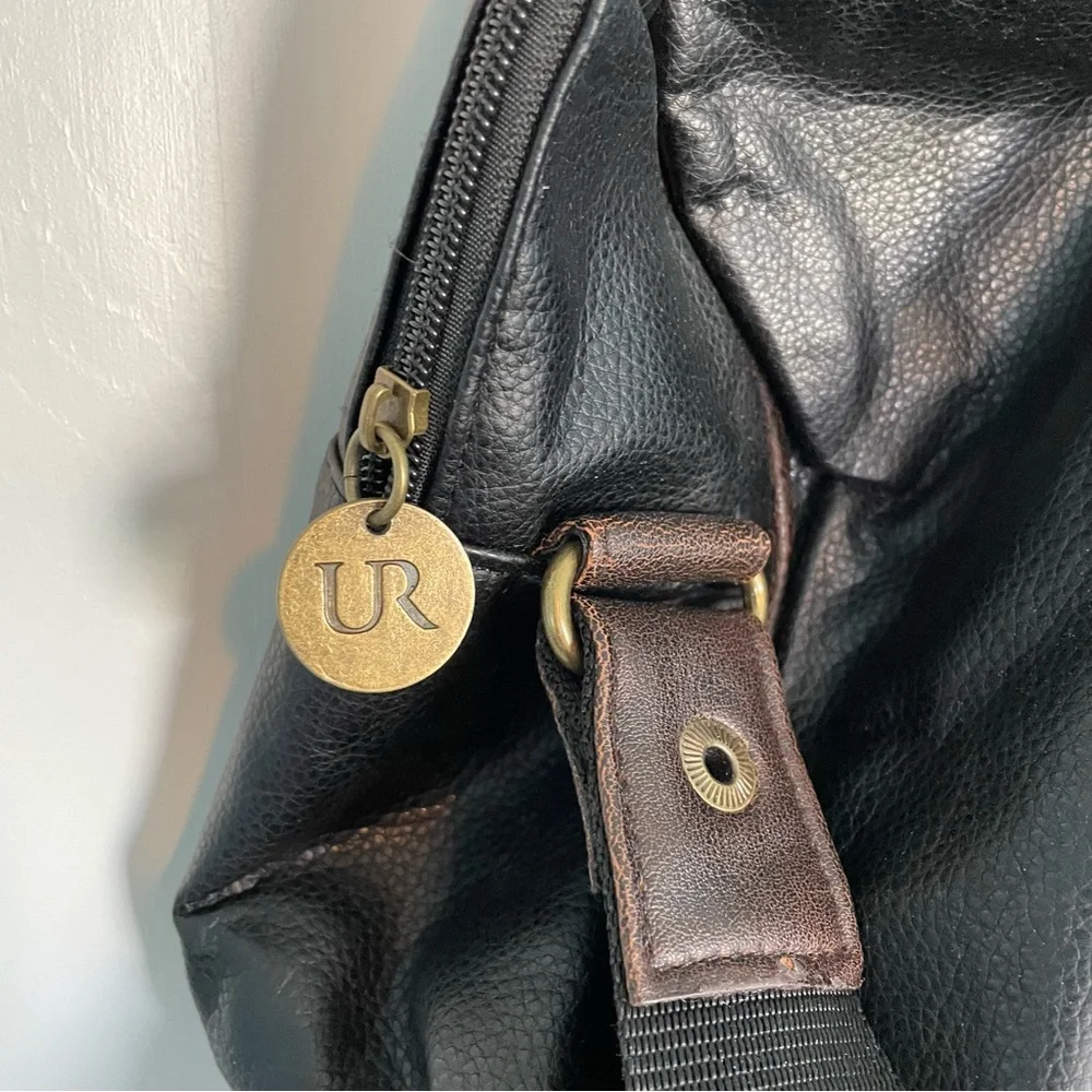 UR Faux Leather Black Brown Duffel Bag Men's Travel Gym